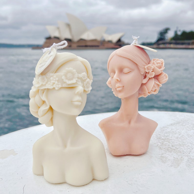 Flower Girl Candle Eye Closed Blindfold Lady Scented Etsy Australia