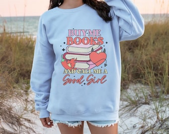 Buy Me Books Crewneck Sweatshirt, Cozy Gift for Book Lovers, Reading Sweatshirt, Literary Apparel, Cute Bookish Gift