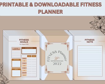 Fitness Planner imprimible / Diario de pérdida de peso digital / Editable Canva Planner / Wellness Planner PDF / Registro de ejercicios / Plan de comidas / Autocuidado