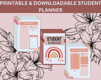 Planificador de estudio diario / Planificador de estudiantes / Seguimiento de tareas / Planificador de tareas / Universidad / Descarga instantánea PDF / Planificador imprimible