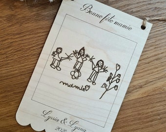 Pancarte dessin enfant fête des mamies, mamans...