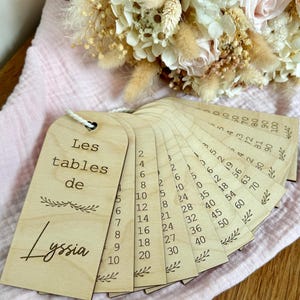 Cartão de tabuada de multiplicação de madeira personalizado