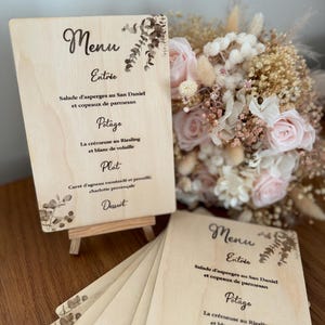 Menu mariage / baptême / anniversaire…. en bois