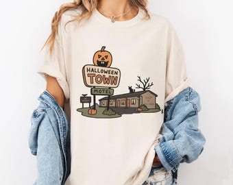 Halloween Town Motel Comfort Colors®  Shirt, Retro Horror Motel Graphic Tee, Spooky Halloween, Vintage Fall Gift, Halloweentown Shirt