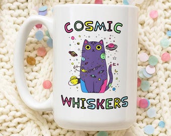 Cosmic Cat-mok: gepersonaliseerde Galaxy-koffiekop, cadeau ruimteliefhebber