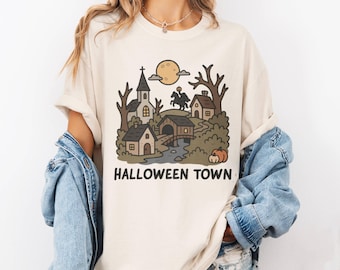 Halloween Town Shirt, Cute Spooky Village Graphic Tee, Vintage Halloweentown Shirt, 90s Halloween Shirt, Pumpkin Head Ghost Tshirt Gift