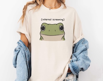 Internal Screaming Frog Shirt, Funny Frog T-Shirt, Introvert Humor Tee, Anxiety Meme, Frog Lover, Sarcastic Humor, Mental Health Awareness
