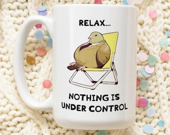 Chill Pigeon-koffiemok: grappig sarcastisch vogelcadeau voor collega