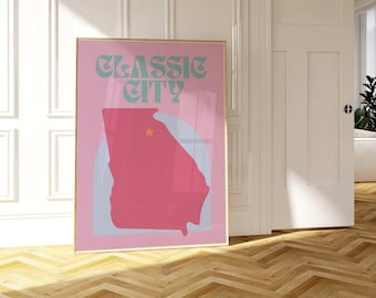 UGA Athens, Georgia Trendy Bright Wall Art Classic City Poster DIGITAL DOWNLOAD