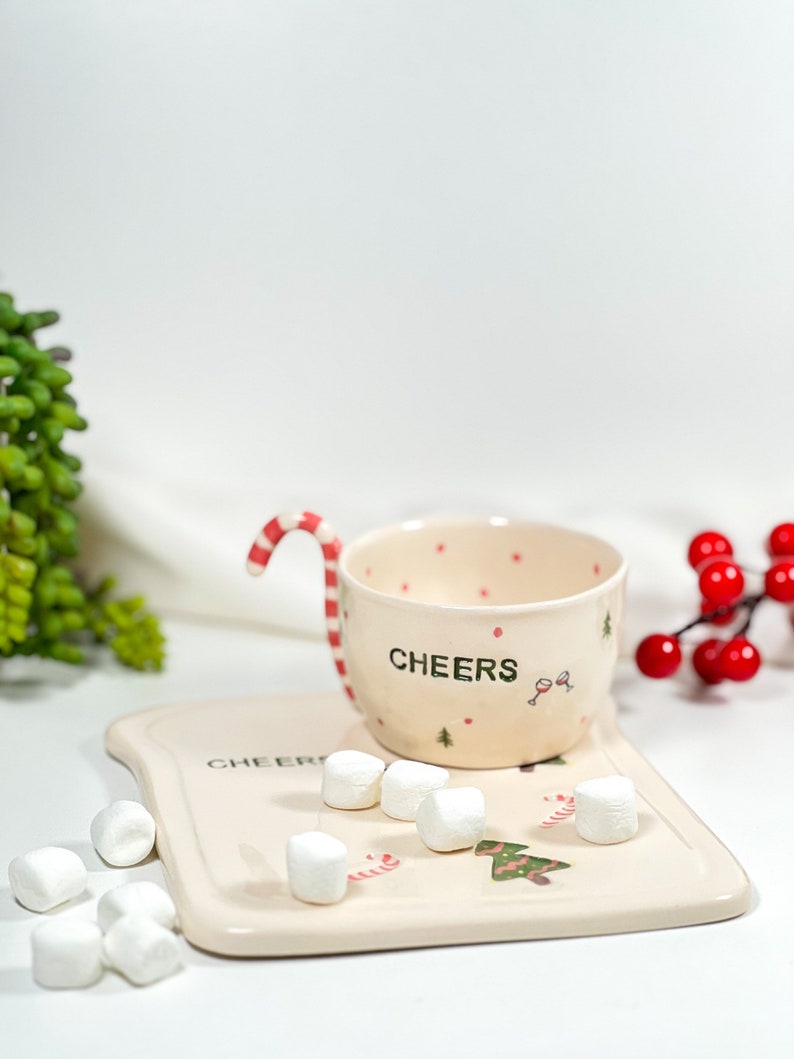 Happy New Year and Cheers Plate Ceramic Plate Christmas Gifts Handmade Pottery Plate image 5
