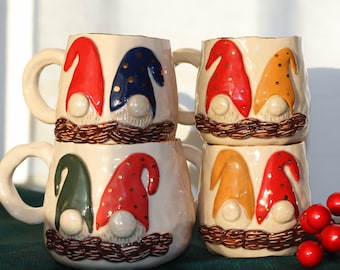 Christmas Ceramic Mug-Gnome Mug with Handle- Best Christmas Gifts- Gift For Her- Coffee Lovers