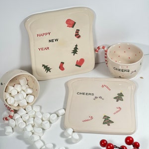 Happy New Year and Cheers Plate Ceramic Plate Christmas Gifts Handmade Pottery Plate image 8