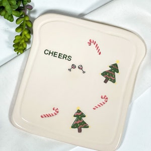 Happy New Year and Cheers Plate Ceramic Plate Christmas Gifts Handmade Pottery Plate image 10