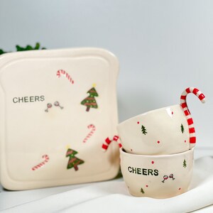 Happy New Year and Cheers Plate Ceramic Plate Christmas Gifts Handmade Pottery Plate image 2