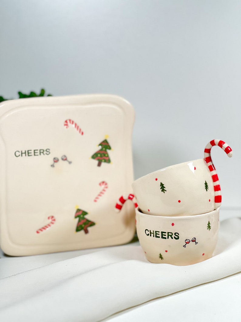 Happy New Year and Cheers Plate Ceramic Plate Christmas Gifts Handmade Pottery Plate image 2