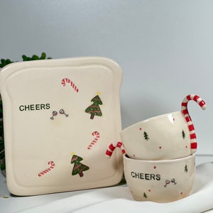 Happy New Year and Cheers Plate Ceramic Plate Christmas Gifts Handmade Pottery Plate image 9