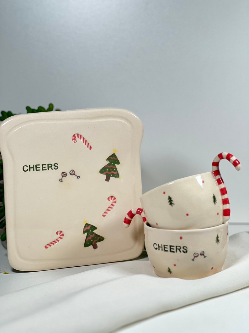 Happy New Year and Cheers Plate Ceramic Plate Christmas Gifts Handmade Pottery Plate image 9