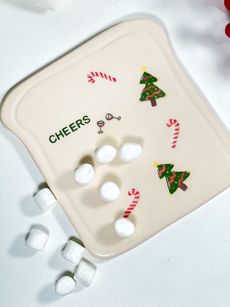 Happy New Year and Cheers Plate Ceramic Plate Christmas Gifts Handmade Pottery Plate image 3