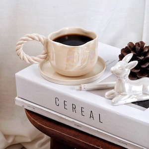 Handmade Ceramic Coffee Mug- Gift for Love ones -9.5 oz- 24K Gold Mug for coffee lovers