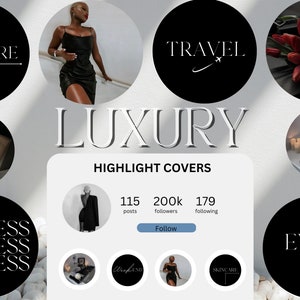 20 LUXURY Instagram story highlight Covers| Black aesthetic Instagram highlight covers| Canva IG Highlight icons| Luxury social media covers