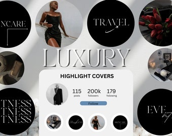 20 LUXURY Instagram story highlight Covers| Black aesthetic Instagram highlight covers| Canva IG Highlight icons| Luxury social media covers