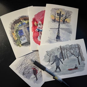 Surtido de tarjetas de vacaciones de invierno