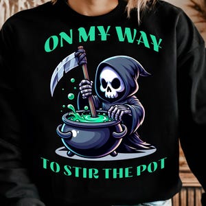 面白い死神のクリップアートPNG、Stir the Pot、ハロウィンデジタルダウンロード