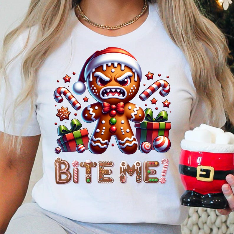 Funny Bite Me Gingerbread Man PNG, Naughty Christmas Digital Download ...