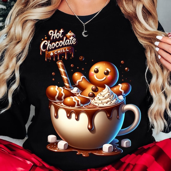 Hot Chocolate Gingerbread Man PNG - Funny Christmas Design (Digital Download)