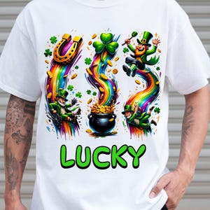 Lucky St Patricks Day Digital Download PNG, Shamrock Rainbow Sublimation, Pot of Gold Clipart, Irish Leprechaun Design, T-Shirt Mug PNG