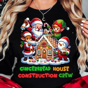 Gingerbread House Construction Crew png - grappig familie kerstgebak digitaal ontwerp voor T-shirts, mokken, schorten - vakantiedownload png