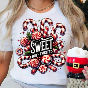 Dolce ma contorto bastoncino di zucchero vacanze T-shirt PNG - Divertente design digitale di Natale per magliette, tazze, biglietti, decorazioni - Scarica umorismo natalizio