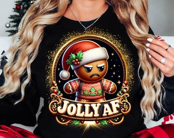 Funny Grumpy Gingerbread Man PNG, Naughty Christmas Design (Digital Download)