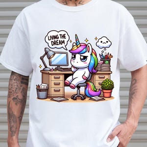 Licorne de rêve PNG - Conception numérique de bureau drôle et sarcastique pour t-shirts, tasses, cartes, décoration - Téléchargement numérique de licorne avec humour au travail