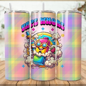 Vape Whore 20oz Skinny Tumbler Wrap png - Zabawna sublimacyjna folia na kubek dla waperów - Humorystyczny kubek dla waperów Cyfrowe pobieranie PNG Tylko
