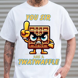 「You Sir Are a Twatwaffle PNG」 – 失礼で面白いワッフルキャラクターのクリップアート – マグカップ、シャツ、ステッカー用のデジタルダウンロード