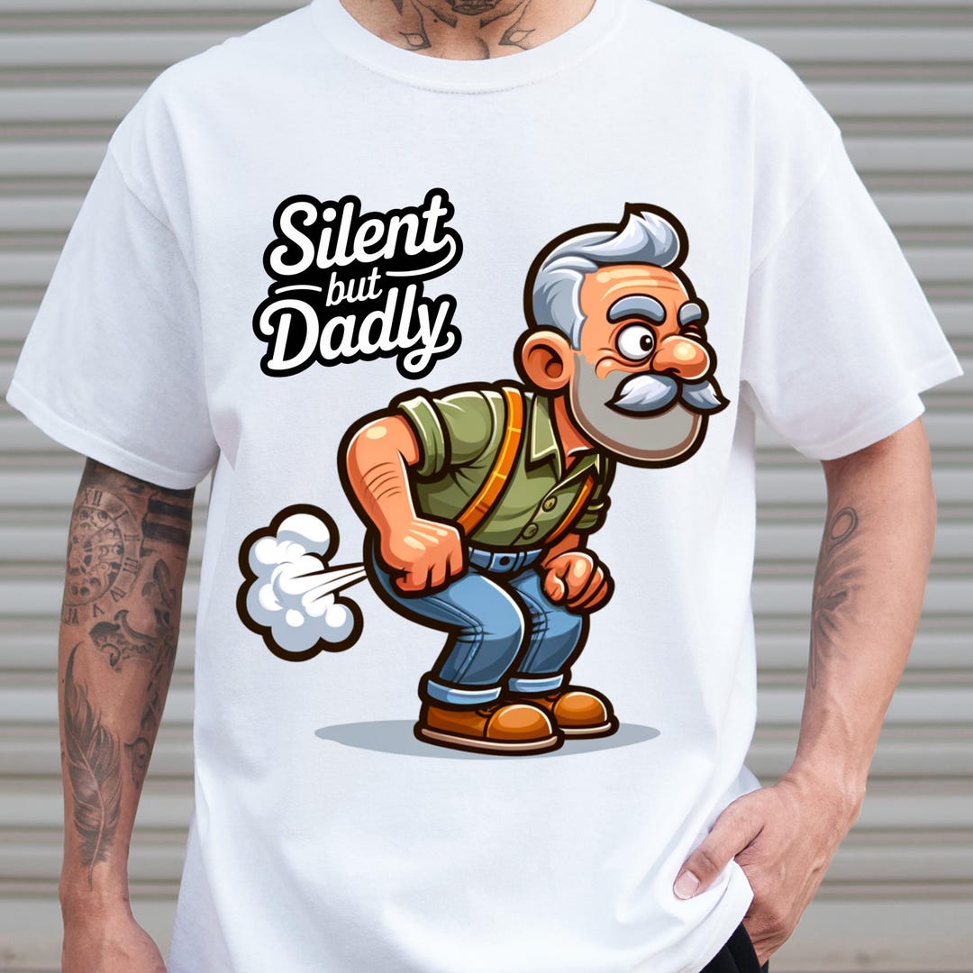 Silent but Dadly PNG – Funny Father's Day Farting Dad Clipart (digital