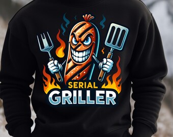 Serial Griller Sausage PNG – Funny BBQ Design (Digital Download)