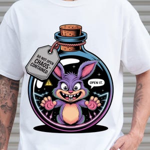 Chaos enthält PNG, lustige Häschen-Trankflasche Sublimationsdesign, süßes und verrücktes Cartoon-Kaninchen, sarkastischer Humor Clipart digitaler Download