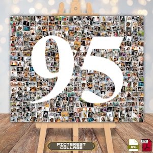Collage de fotos para el 95.º cumpleaños, collage de fotos con el número 95, regalo personalizado para el 95.º cumpleaños - Regalos de collage de fotos con números, imprimible