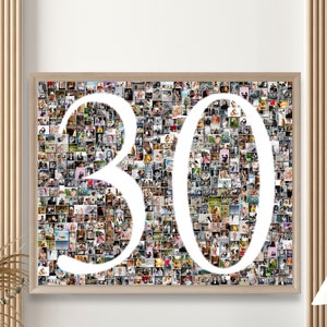 Custom 30th Anniversary- Birthday Gift, Number Photo Collage, 30th Party Decoration, Picture Collage Custom Made from your Photographs