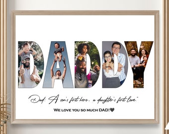 Daddy Photo Collage , Unique Photo Collage Party Decoration, Custom Gift For Dad, Birthday Gift for Father, Customized Father's Gift