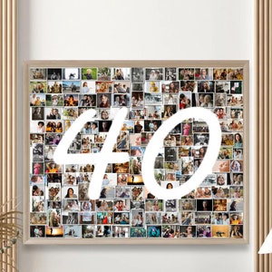 Collage de fotos personalizado para 40 cumpleaños, regalo de aniversario, archivo digital, imprimible