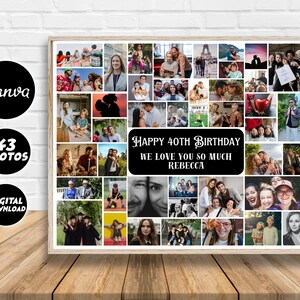 Custom Photo Collage Template, Printable Gift Digital File Birthday Gift Your Photos Collage, Family & Friends Custom Gifts, Canva Template