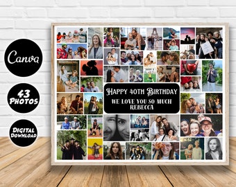 Custom Photo Collage Template, Printable Gift Digital File Birthday Gift Your Photos Collage, Family & Friends Custom Gifts, Canva Template