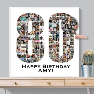 Collage de fotos personalizado para el 80.° cumpleaños, collage de fotos con números personalizados, regalo para el 80.° cumpleaños, regalo para abuelos, regalo digital IMPRIMIBLE