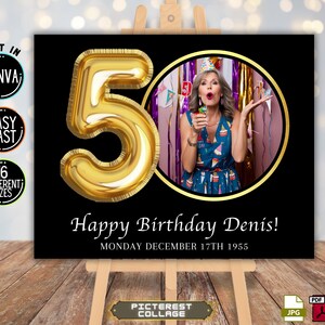 Plaque photo personnalisée pour 50e anniversaire - Créez votre propre cadeau pour 50e anniversaire, plaque de fête personnalisée, modèle personnalisé PC0152