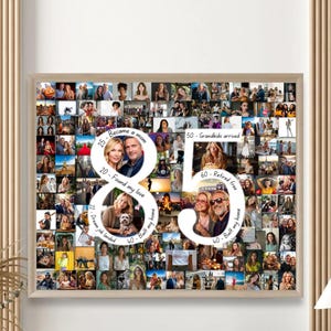Collage de fotos personalizado con la historia del 85.° cumpleaños: collage personalizado del 85.° cumpleaños con tus hitos, regalo de aniversario, IMPRIMIBLE