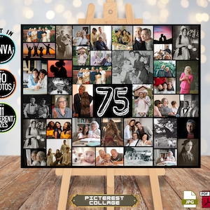 75th Birthday Photo Collage Template: Customizable Canva Design (Digital Download)