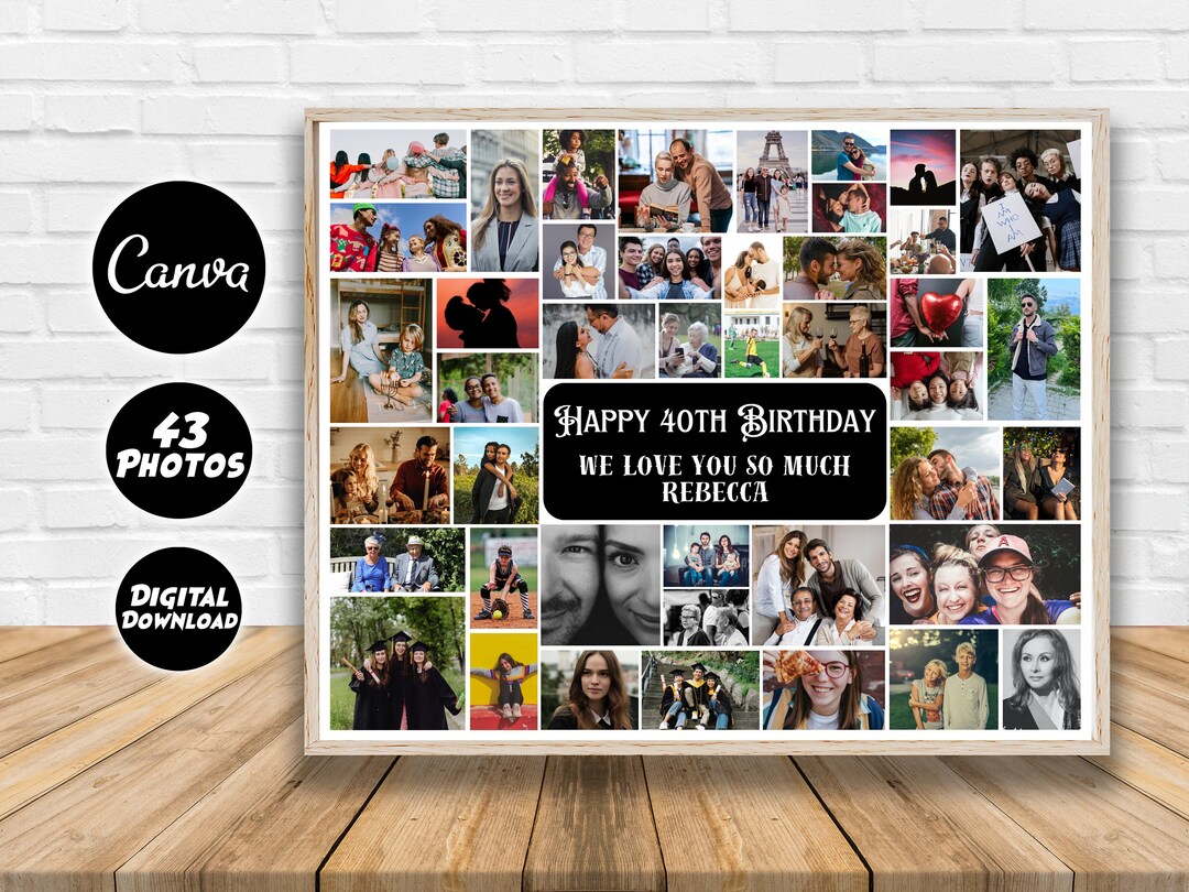 Custom Photo Collage Template, Printable Gift Digital File Birthday ...